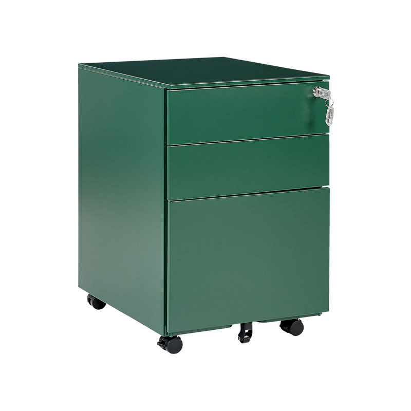 Lakeithia 39cm Wide 3 -Drawer Mobile Steel File Cabinet, Green