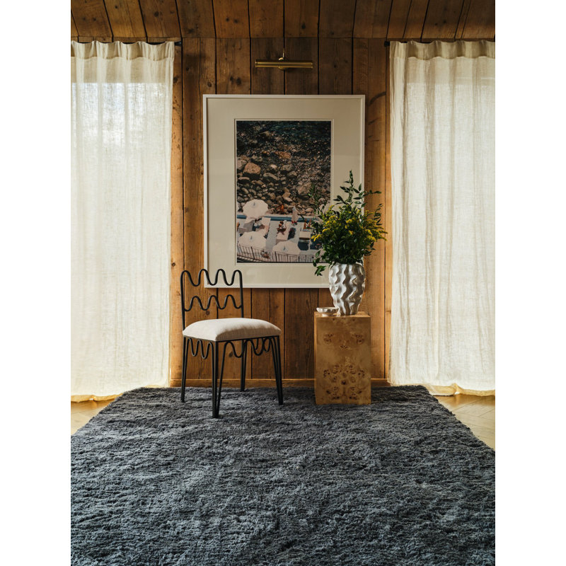 Handloom Cashmere Blend High Pile Area Rug in Storm, Rectangle 9' x 12'