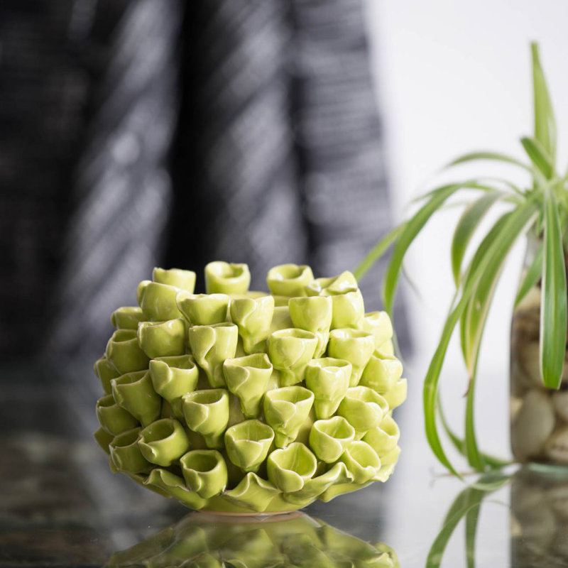 4.3'' H Ceramic Tabletop Votive Holder, Green