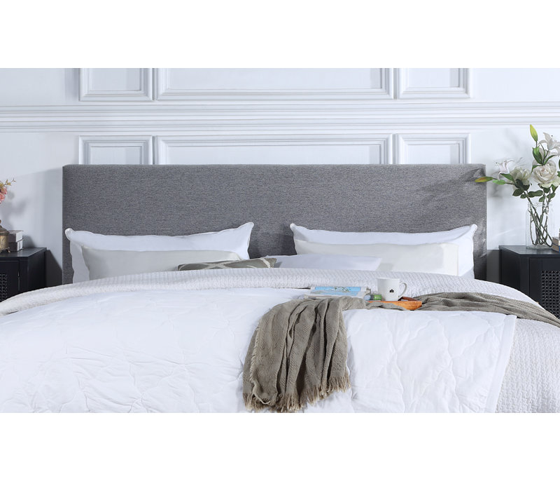 Tête de lit tapissier en velours Mikenzy, Très grand, Gris
