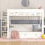 Lit superposé convertible en bois avec escalier de rangement-548543341