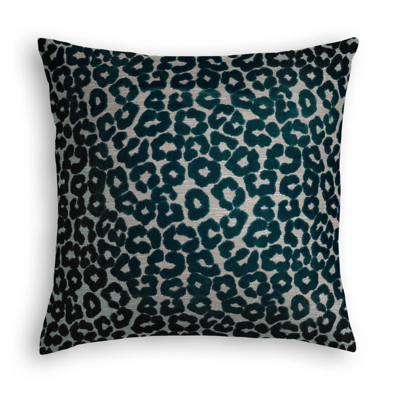Animal Print Velvet Throw Pillow, 26" x 26", Teal