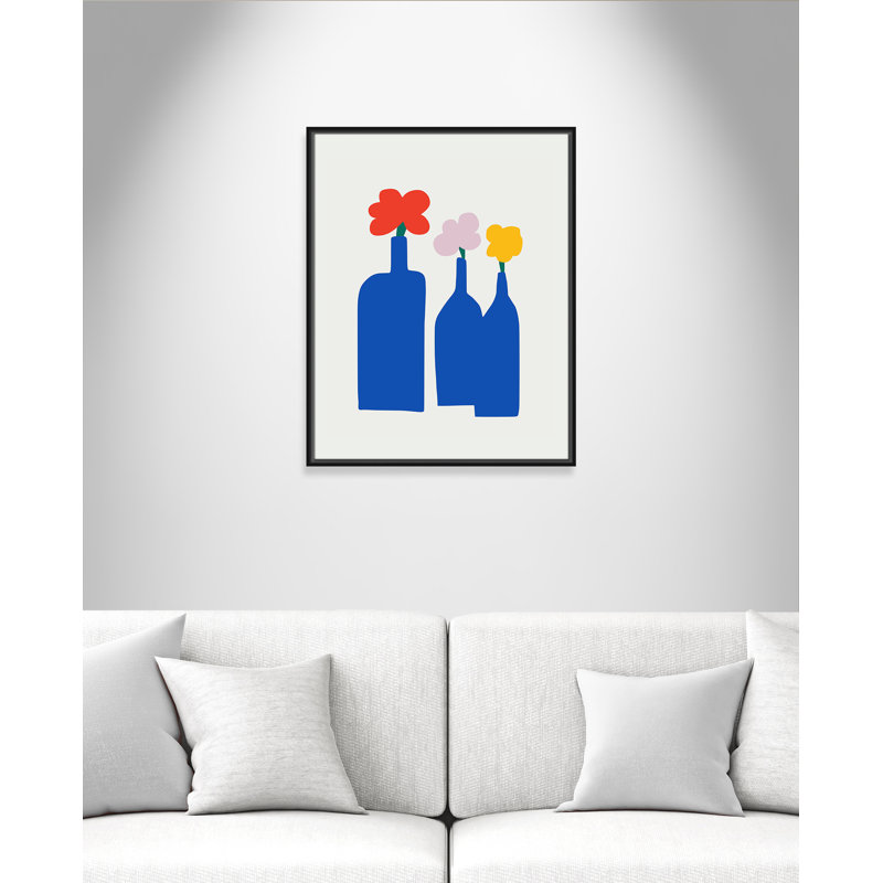 «Bold Blooms Trio Print» par Dean, Framed Canvas, L 23,5 po x H 29,5 po, Cadre flottant noir