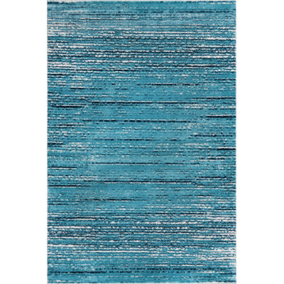 Tapis contemporain Araceli de couleur bleu océan