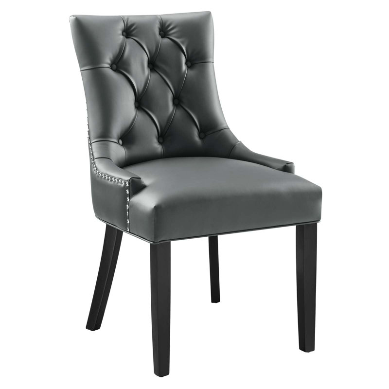 Modway Regent Tufted Vegan Leather Upholstered Parsons Dining Chair, Gray, 1