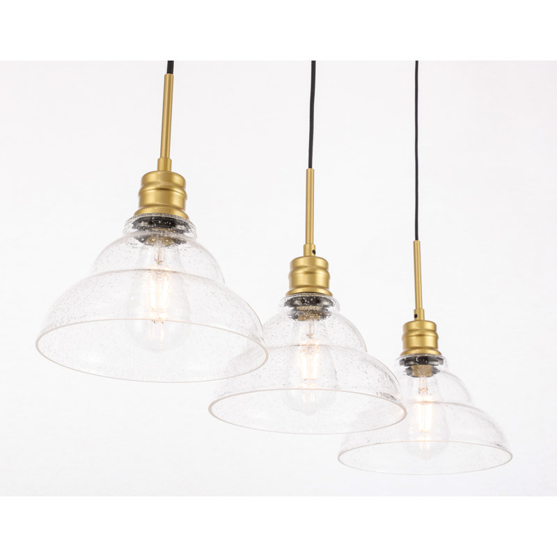 Manoel 3-Light Dimmable Kitchen Island Pendant, Brass