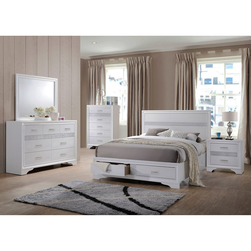 Ensemble de chambre avec très grand lit 5 pièces Corbin, California King, White