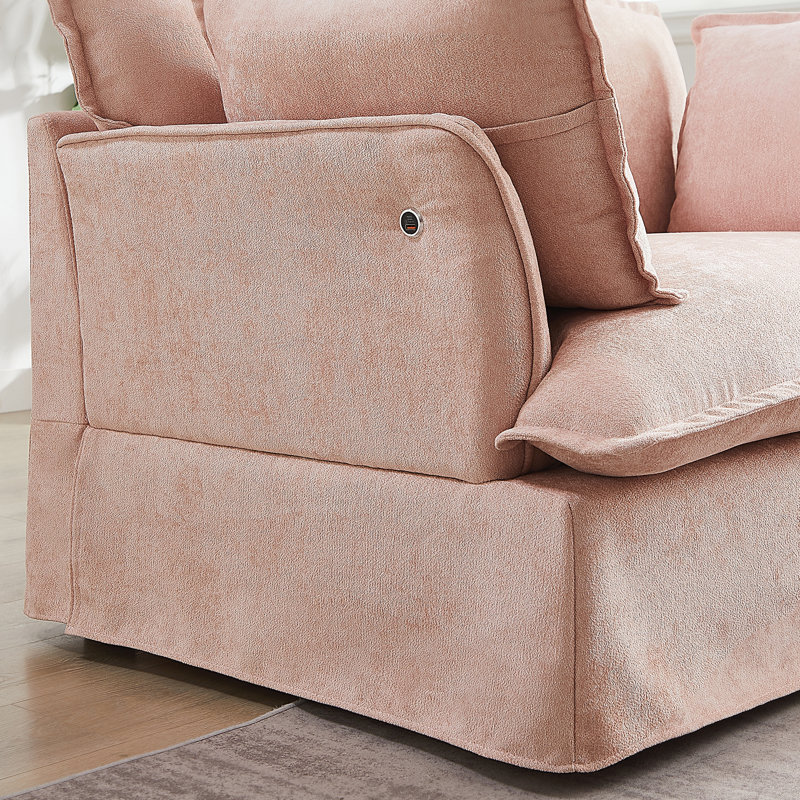 Fauteuil d'appoint surdimensionné avec charge à deux ports, Rose
