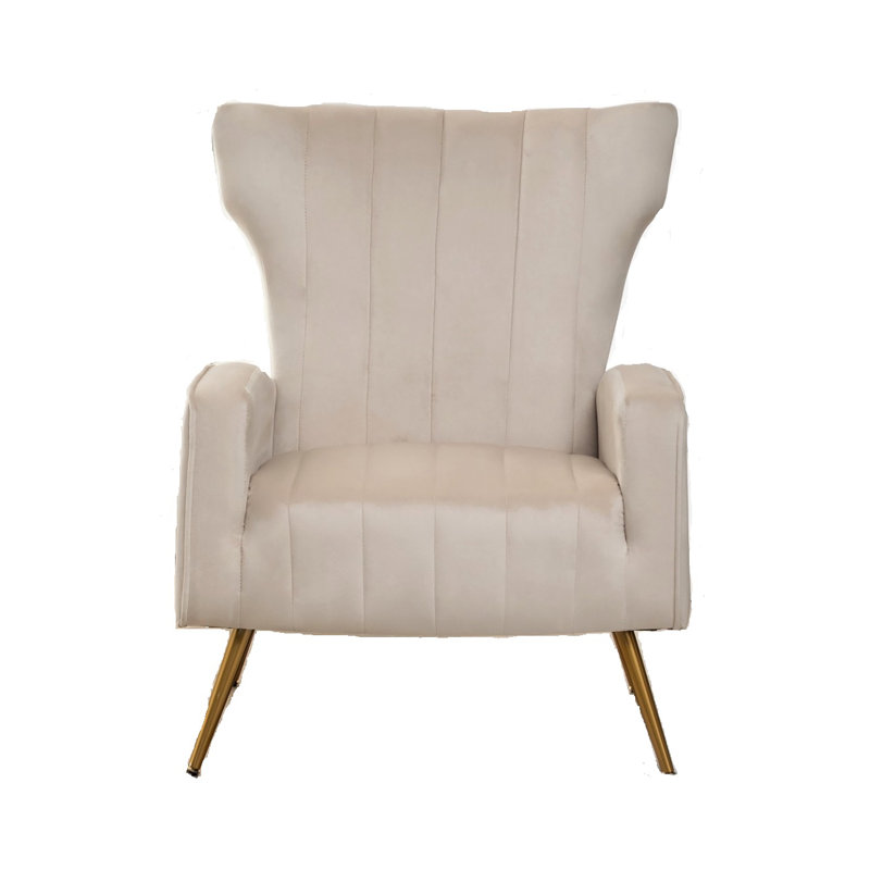 Velvet Armchair, Beige Velvet