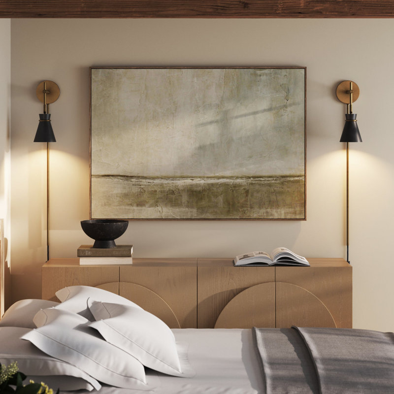 Applique murale moderne à bras articulé, noire et laiton, avec cache-câble, ensemble de 2, 2