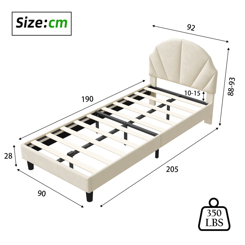 Bed, Beige, 90