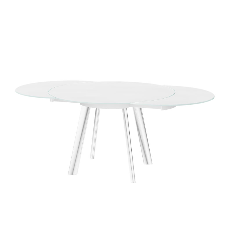 Glass Swivel Extending Dining Table, White