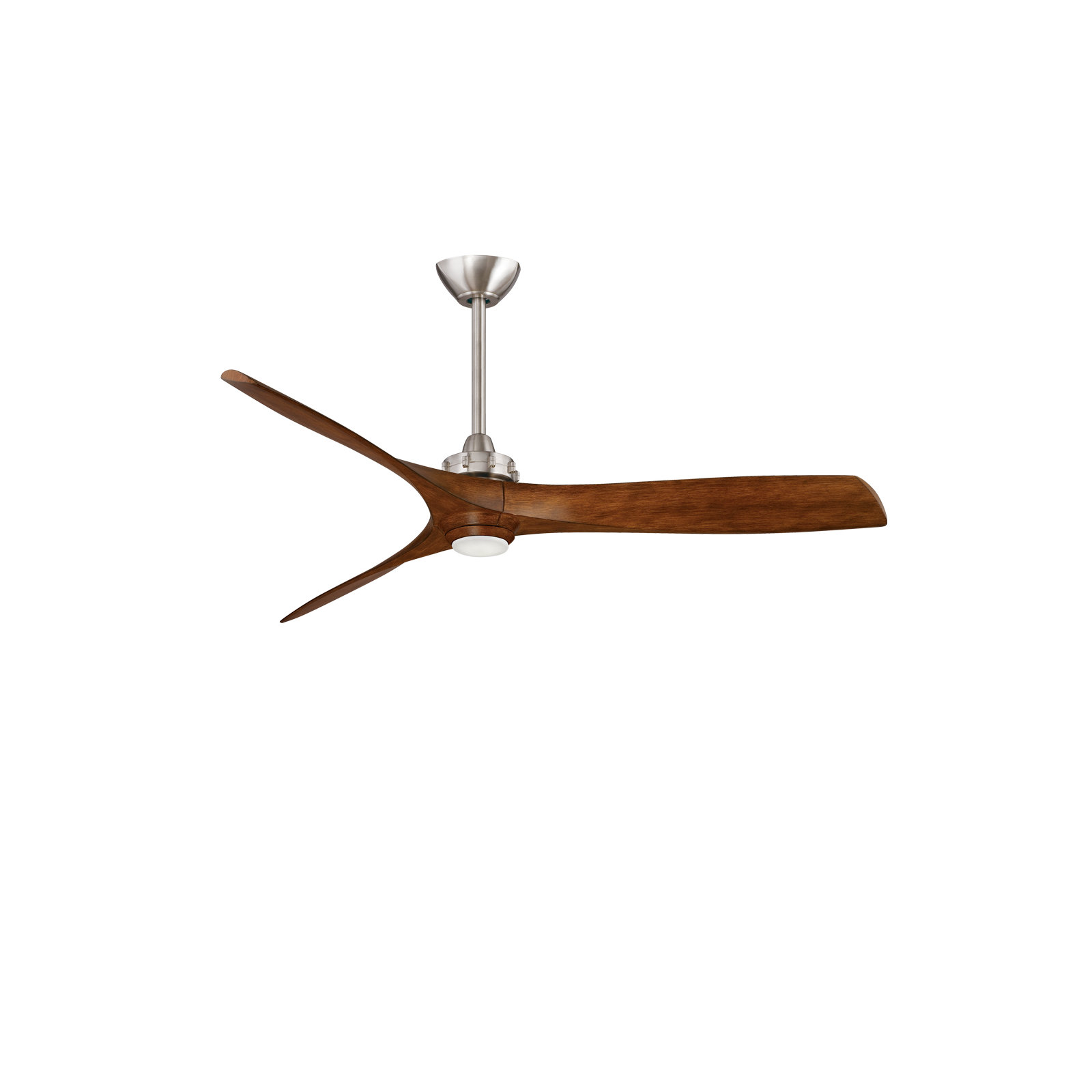 60" Aviation 3 - Blade LED Standard Ceiling Fan with Remote Control and Light Kit Included, Brushed Nickel with Brown Blades