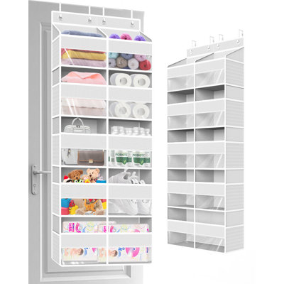 White5-Tier Over the Door Organizer with Extra Large Pockets, Hanging Storage with Clear Windows for Nursery, Pantry, and Closet Single