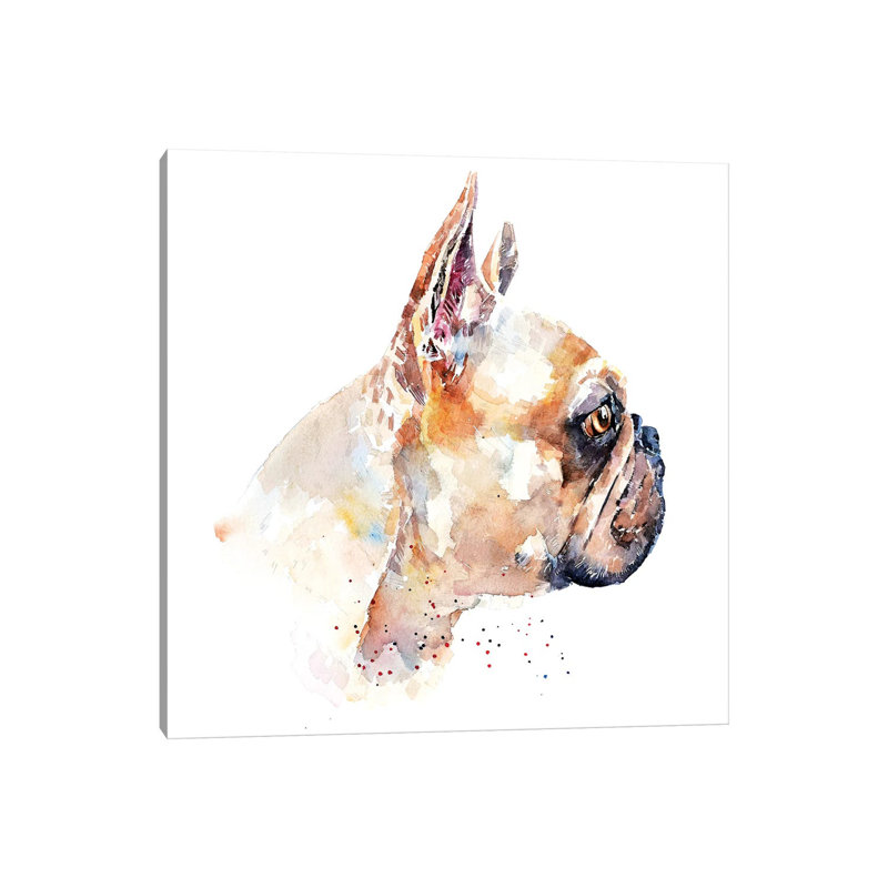 Frenchie by EdsWatercolours - Wrapped Canvas Painting, 30.48cm H x 30.48cm W