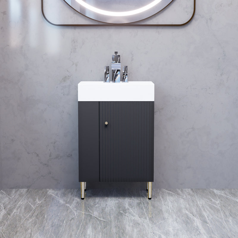 Meuble-lavabo simple en céramique noir 21,6 po