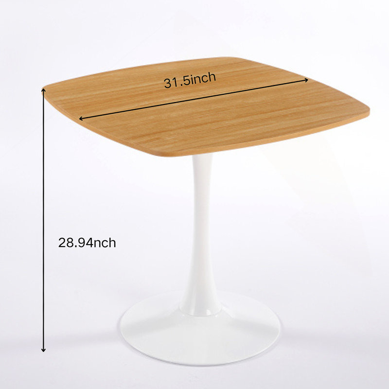 Table de salle à manger 31,5 pouces chêne, White, 28.93"H x 31.5"L x 31.5"W, Chêne