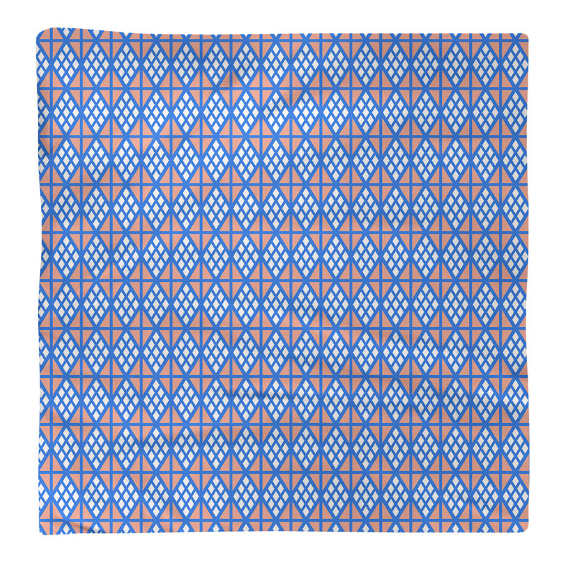 Serviette en coton diamants, H 0,1 po x l 22 po x P 22 po, Bleu / Orange, Sergé de polyester