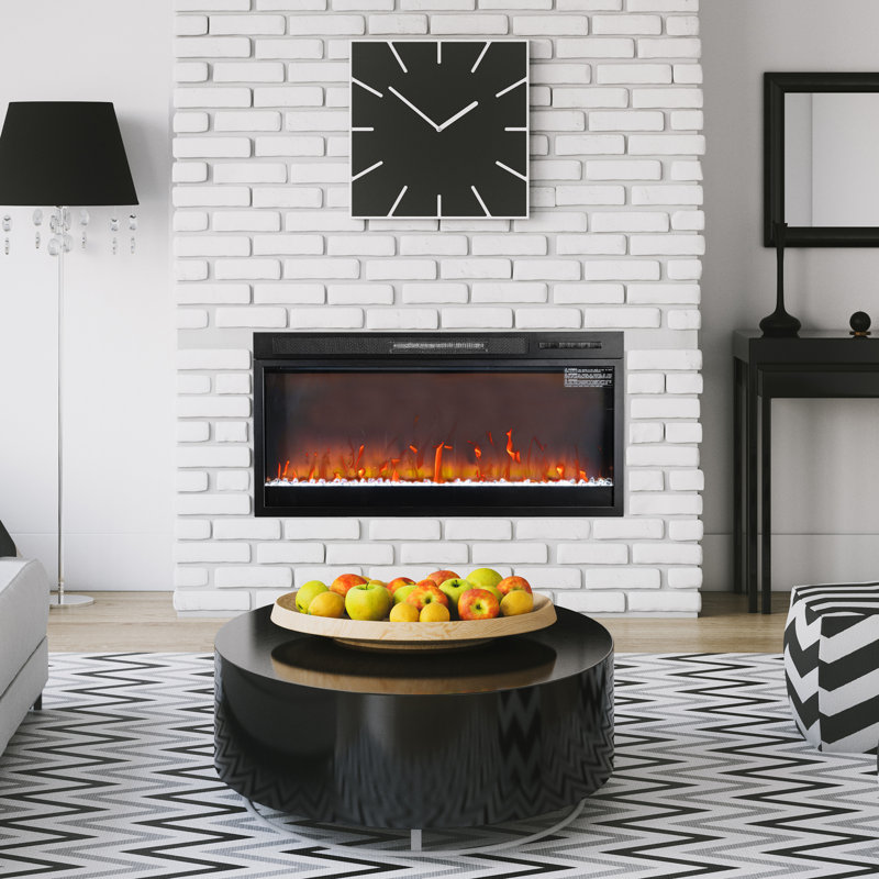 36" Recessed or Wall Mounted Electric Fireplace Insert, Timer, 1400W, Remote Control