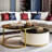 Round Nesting Coffee Table Fluted With Drawer In  & Gold In 27.6" Only The Table, No Chairs.-1218767744