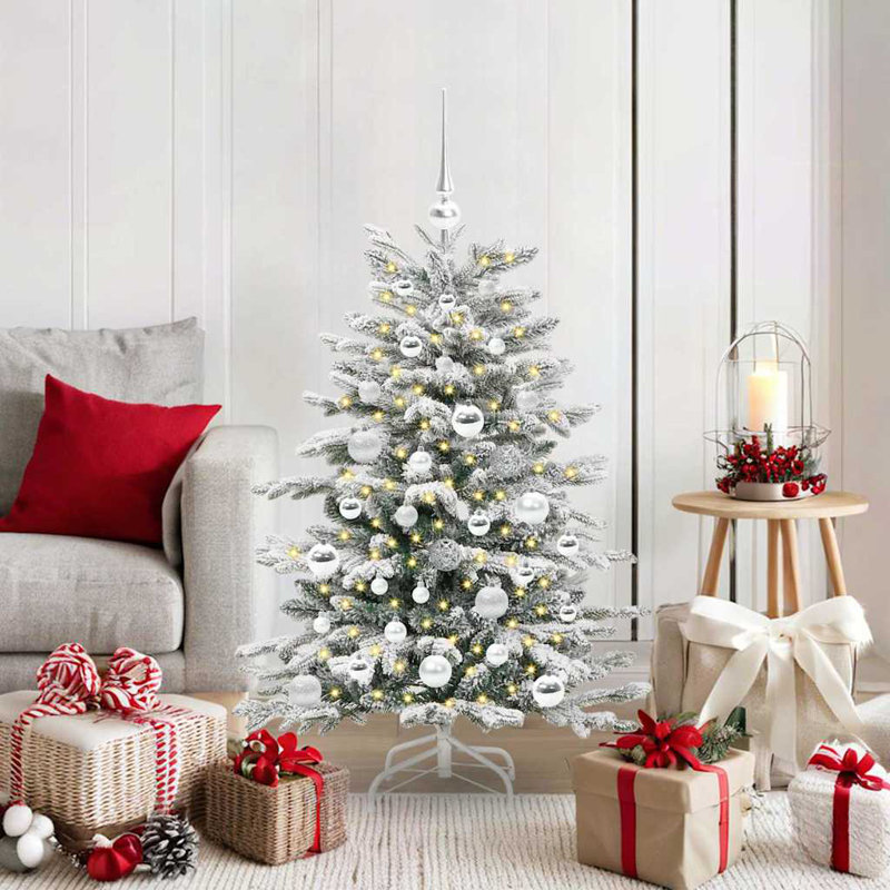 Artificial Hinged Christmas Tree White PE and PVC, 3.94 ft