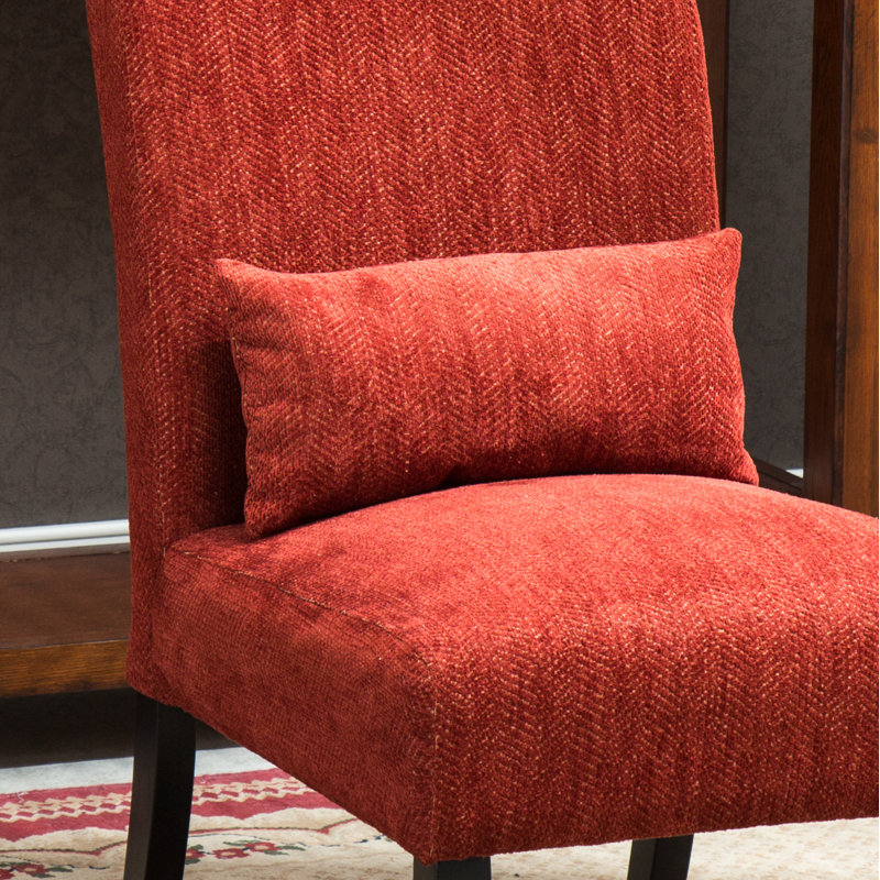 Fauteuil d'appoint sans accoudoirs avec coussin Pisano, Chenille rouge