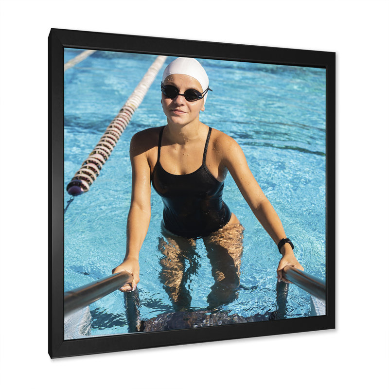 Photo photo d'athlète nageant sur toile, Cadre photo noir, H 30 po x l 30 po x P 1 po
