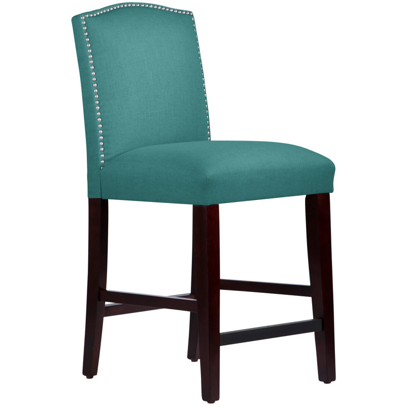  Bar & Counter Stool, Classic Navy Linen, Espresso, Counter Stool (26" Seat Height)
