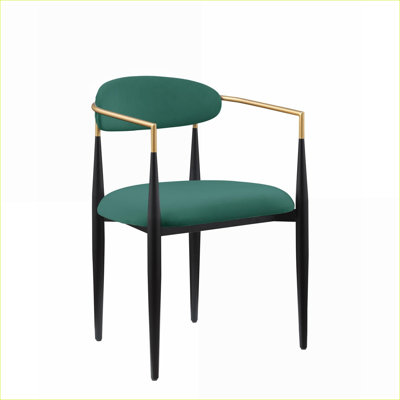 Ensemble de 2 chaises d'appoint rembourrées en tissu vert sauge, chaises d'appoint modernes à cadre noir pour la salle à manger et amp; Cuisine pour adultes