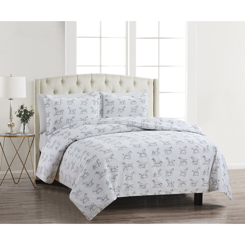 Avalee Sateen Animal Print Duvet Cover, King Duvet Cover + 2 King Shams