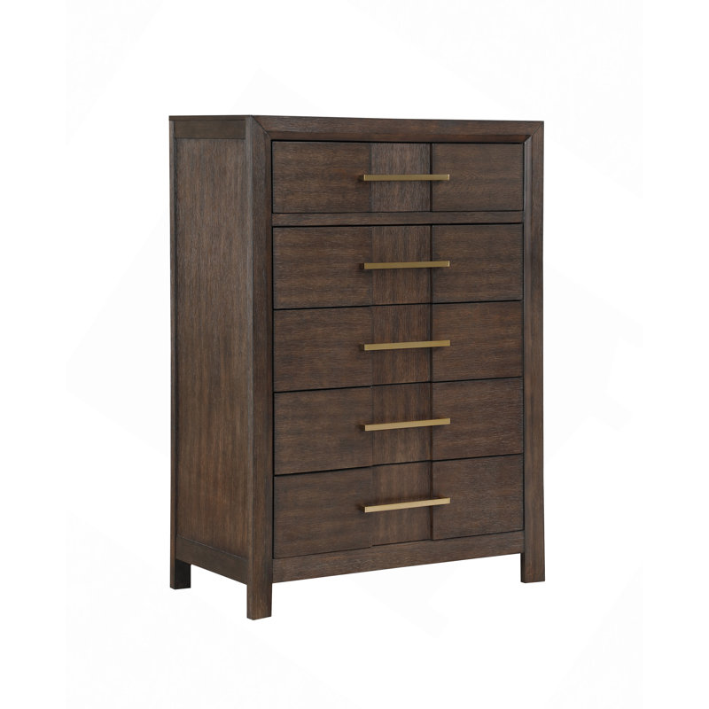 Drawer Dresser, Modern Style Chest Made With Wood, Walnut