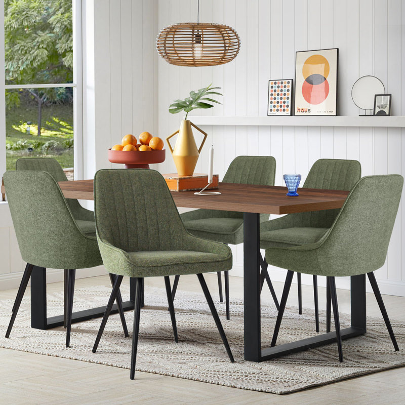 Ensemble repas pour 6 personnes Audna, Noyer, Vert