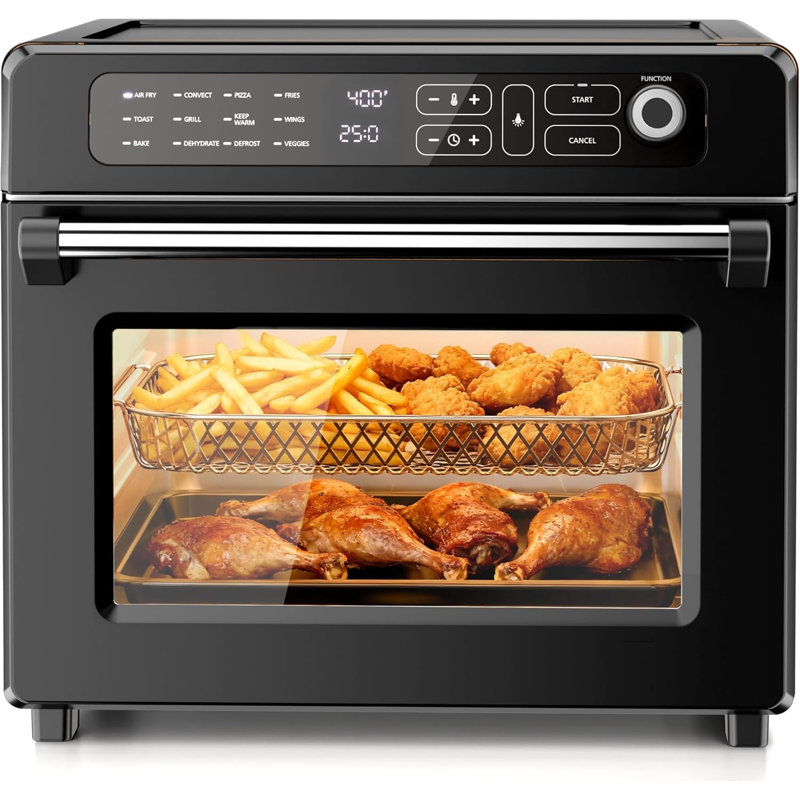 Combo grille-pain à friteuse à air 25QT Electactic, convection 12-en-1, 70 à 450 ° F, pour pizza 12 po, acier inoxydable