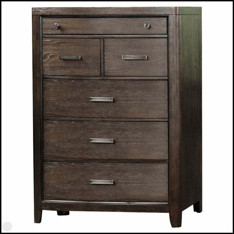 Commode à six tiroirs brun antique avec fond doublé de cèdre, parfaite pour le rangement et l'organisation élégants