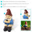 Statue de gnome d'extérieur 9,5 po - Cody sur la cuvette de toilette lisant son téléphone
