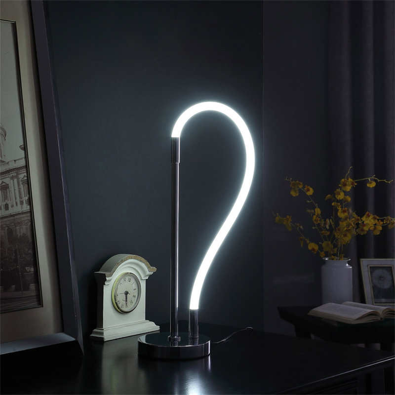 Lampe de table contemporaine 20,5 po à tube DEL avec lumière magnétique Elastilight, Argent