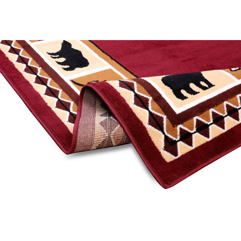Tapis bourgogne à motif géométrique Cantin, Tapis de couloir 2 pi x 8 pi