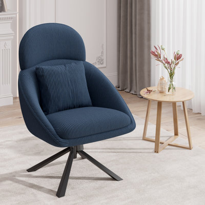 Modern Swivel Accent Chairs Oversized Upholstered Corduroy Rocking Armchairs with Adjustable High Headrest -  George Oliver, 3DEC5142289942EC8842E1E2A5530607