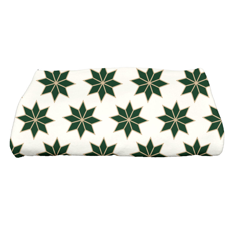 Bath Towel, White/Green/Gold
