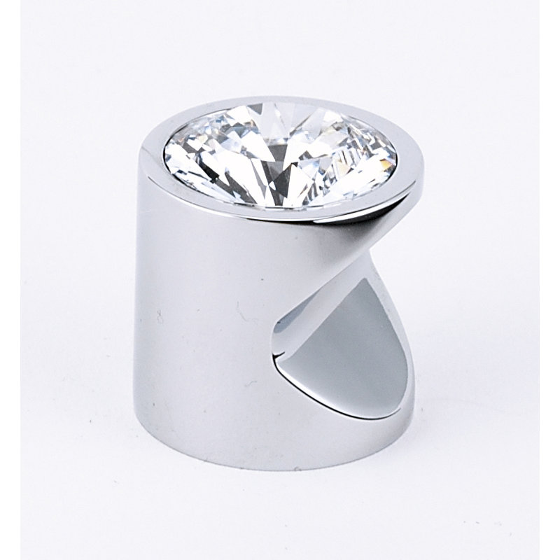 Swarovski Crystal Cylindrical Knob, Polished Chrome, 1.13" H x 1" W x 1" D