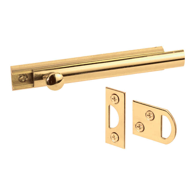 Boulon de surface 4 po Prime-Line, laiton massif, finition laiton poli (paquet simple)
