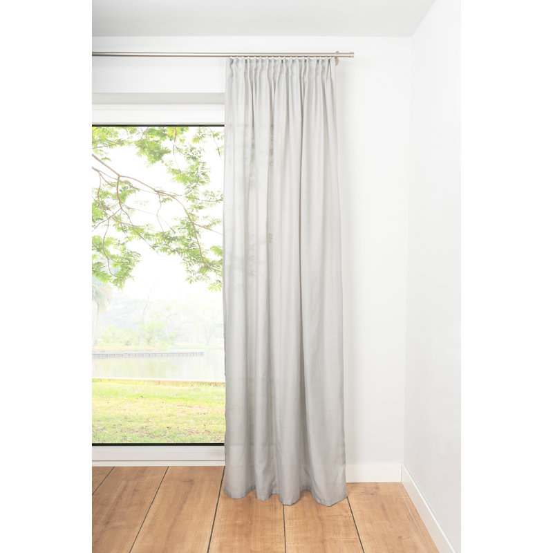 Rhombic Tab Top Semi Sheer Single Curtain, Grey, 300cm W x 135cm D