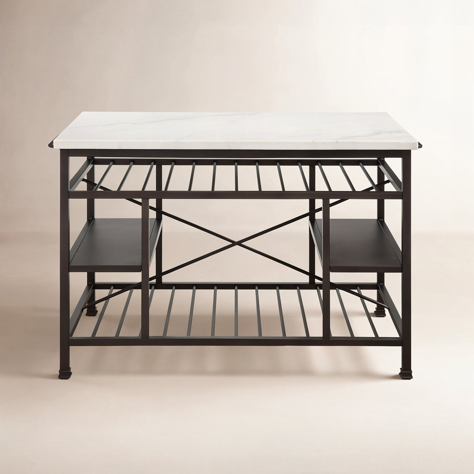 Hodder Marble Top Kitchen Island, Gunmetal