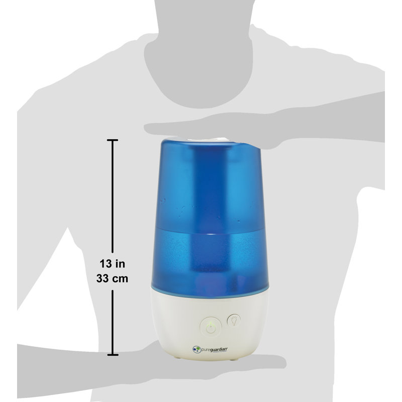 Compact Blue and White Ultrasonic Cool Mist Humidifier with Automatic Shutoff