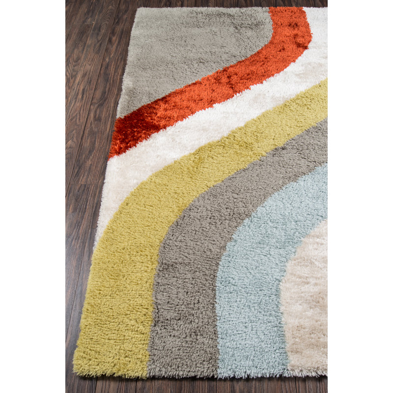 Retro Multicolor Hand-Tufted Shag Runner Rug