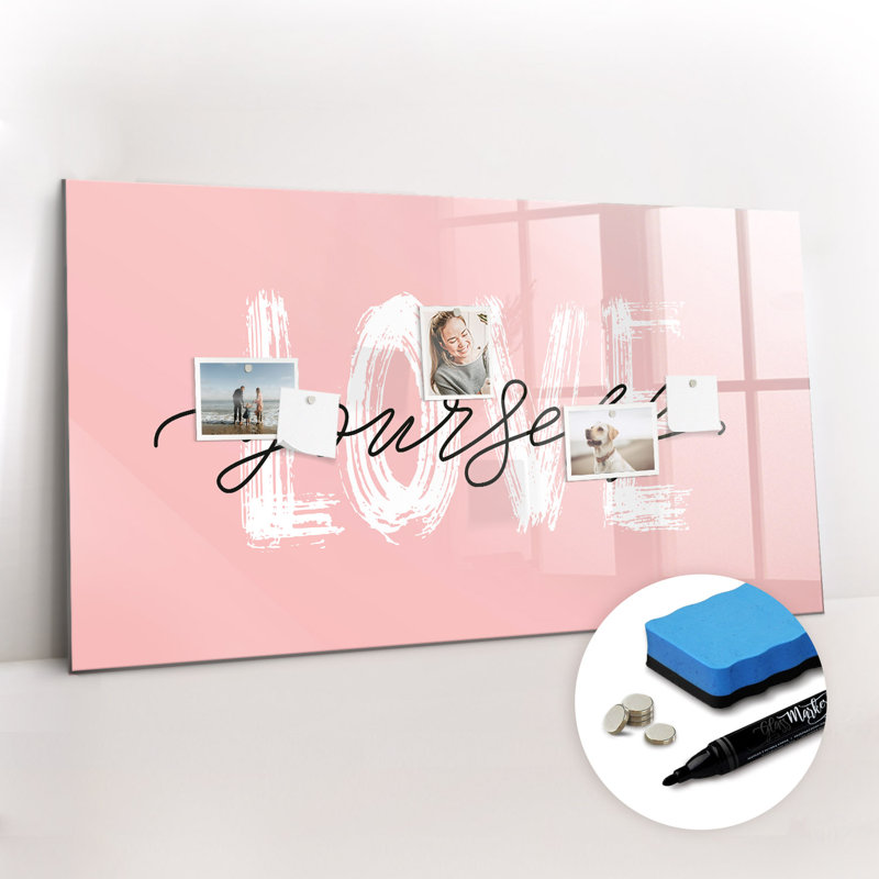 Magnetic Glass Dry Erase Board, Pink