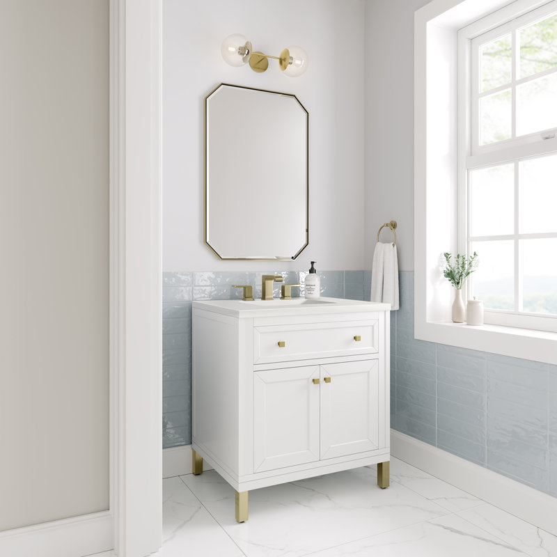 Chicago 30'' W Single Vanity, Glossy White, White Zeus, 8" Widespread