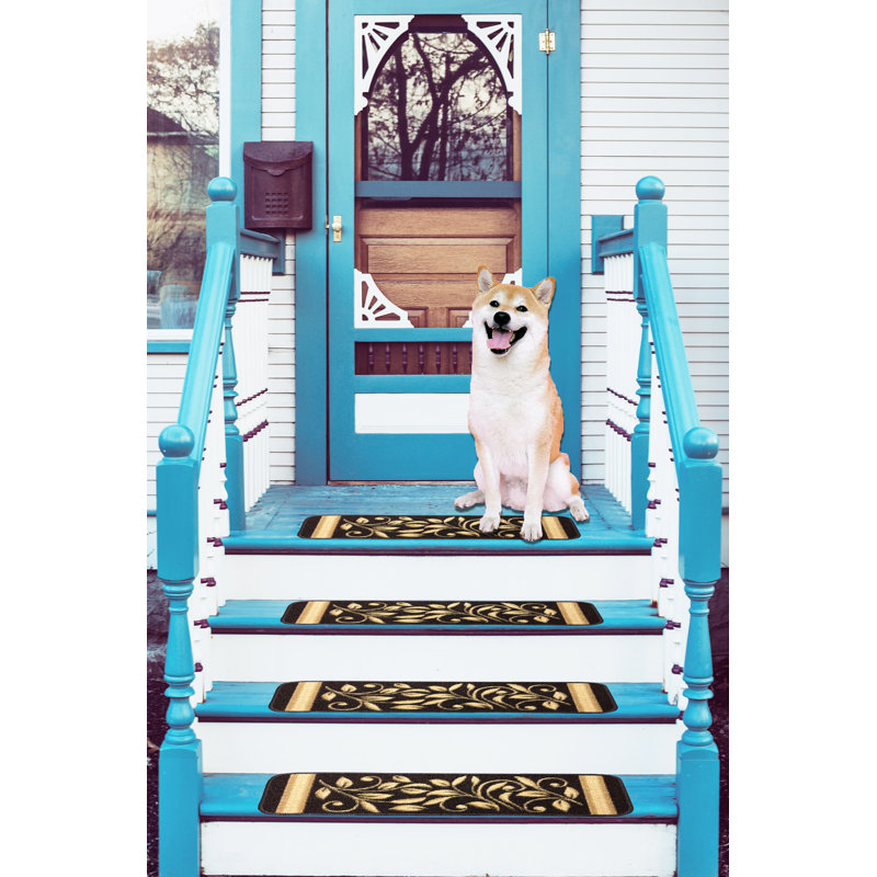 Tapis d'escalier antidérapant Doli, Brun, Ensemble de 8