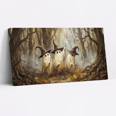 «Three Ghost Witches in Dark Forest», art mural sur toile