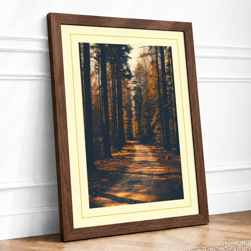 Forest Path Scandinavian - Framed Print, Walnut, A3 - 42.0 x 29.7 cm